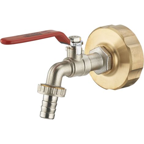 AROZ Kit per serbatoio da 1000L, raccordo in ottone s60-femmina 3/4 + rubinetto 1/4 di giro maschio 3/4