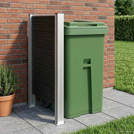 vidaXL  Garbage Bin Fence  Grey 85 x 12 x 115 cm Aluminium and WPC