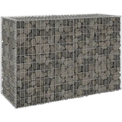 vidaXL Gabion Wall with Covers Galvanised Steel 150x60x100 cm