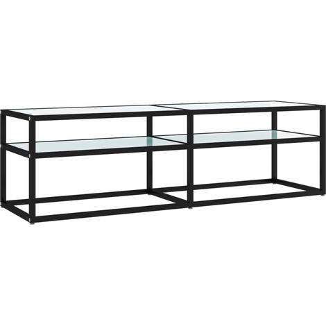 Mobile Porta TV Marmo Bianco 140x40x40,5 cm in Vetro Temperato vidaXL