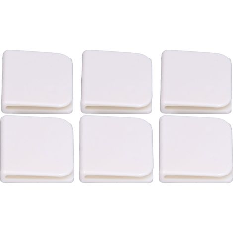 Lot de 6 clips adhésifs blancs pour rideau de douche, 4,5 x 5 cm, pour salle de bain, chambre, salon et cuisine. (1/5)
