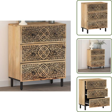 Credenza in legno massello - vidaXL Credenza 60x33x75 cm in Legno Massello di Mango -