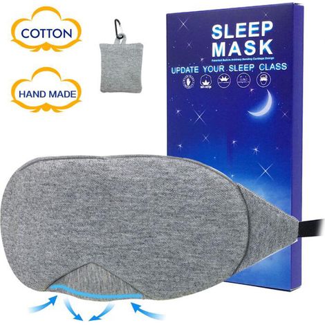 Masque de nuit en coton, bandeau pour les yeux occultant avec sangle ajustable, idéal pour sommeil, sieste et voyage. (1/5)