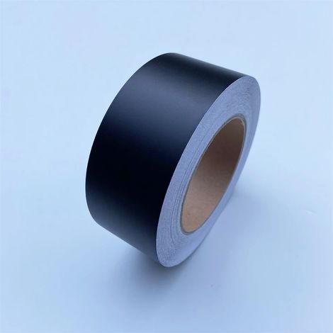 (Vinyle noir mat - 10 x 300 cm) Rouleau de ruban adhésif vinyle noir mat à rayures pour garnitures de vitres et de montants de voiture. Convient pour l'intérieur de votre véhicule. (1/4)