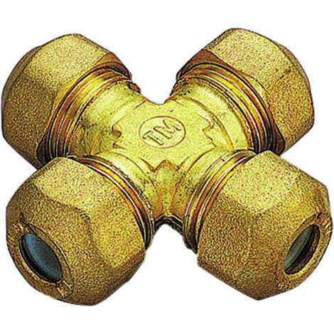 RACCORDO A CROCE INTERMEDIO CON OGIVA IN PTFE PER TUBO RAME MODELLO 1200 1/2 ø12   TIEMME RACCORDERIE SPA