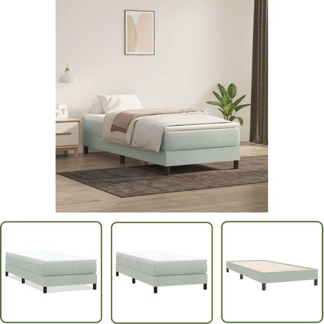 vidaXL Boxspringbett ohne Matratze Hellgrau 80x220 cm Samt (1/5)
