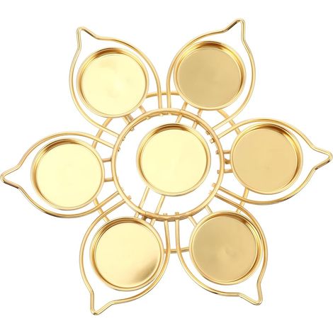 Lampe à Ghee de Lotus, 1 Pièce, en Alliage, Bougeoir (1/5)