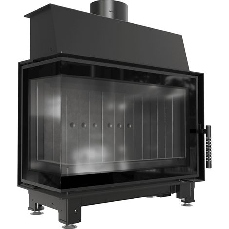 Kamineinsatz aus Stahl KRATKI SIMPLE links 6 kW Ø 150 schwarz Verkleidung (1/5)