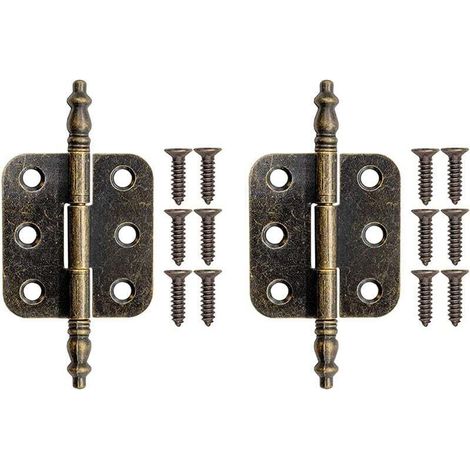 2 Pcs Charnières Métalliques Antiques Charnières pour Tiroir Armoire Boîtes avec Vis (1/5)