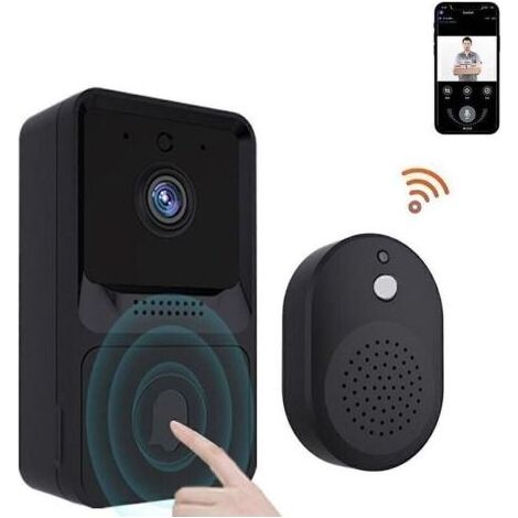 1 Sonnette caméra, HD 480P, vision nocturne IR, Wi-Fi 2,4 GHz, batterie 800 mAh, enregistrement vidéo, 3 utilisateurs simultanés (1/5)