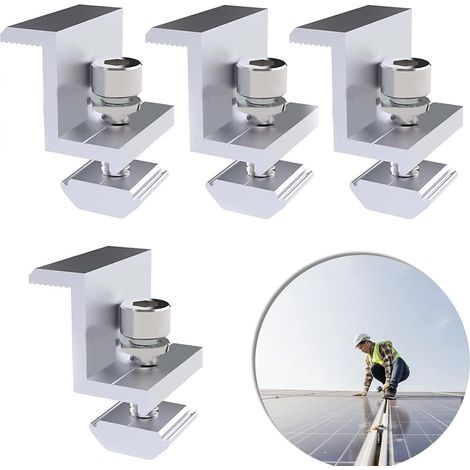 Set mit 4 Z-förmigen Solarmodulhalterungen (30 mm), verstellbare Klemme, Photovoltaik-Montagehalterung, für Wohnmobile, Boote, Dächer und Wände (1/5)