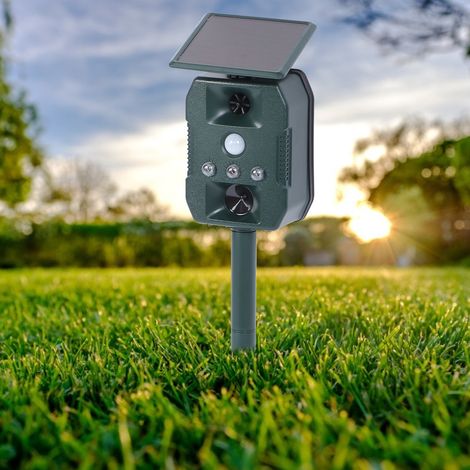 Solarbetriebener Tierabwehrer für den Außenbereich, Garten, Ultraschall-Infrarot-Induktion, Vogel-, Mäuse- und Hundeabwehrgerät (1/5)