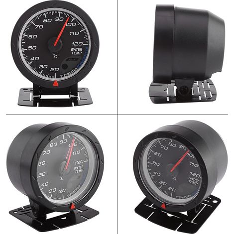 Manomètre de température d'eau 60 mm avec support, cadran noir, éclairage rouge et blanc (1/4)