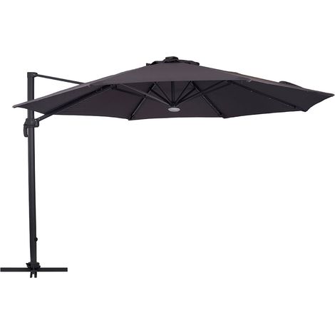 Torben Hängesonnenschirm Ø3,5M mit Solarlampe schwarz, grau.