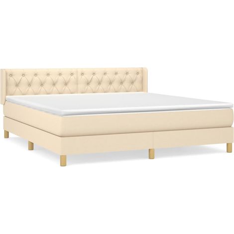 Maison Exclusive - Boxspringbett mit Matratze Creme 160x200 cm St (1/5)