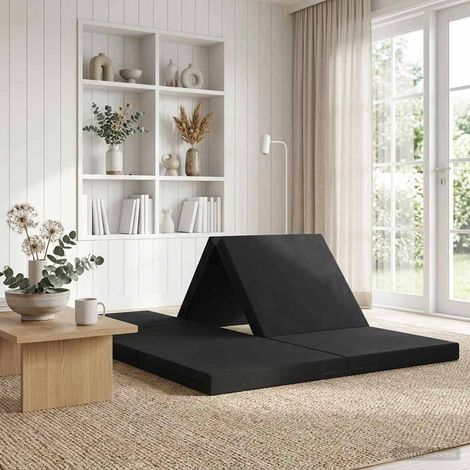 vidaXL Divano Letto Pieghevole 140 x 67 x 45 cm Nero
