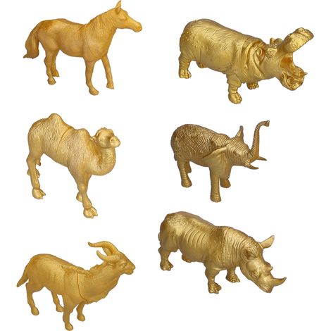 Figurines d'Animaux Sauvages en PVC Durables - 6 Pièces de Zoo Doré pour Enfants 3 Ans et Plus (1/5)