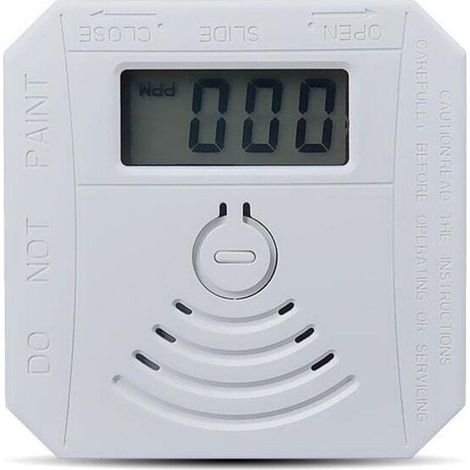 Détecteur de gaz Détecteur de fumée de monoxyde de carbone combiné Détecteur de fumée CO à piles avec écran d'affichage LED Flash Alarme sonore Motif d'avertissement sonore - blanche (1/5)