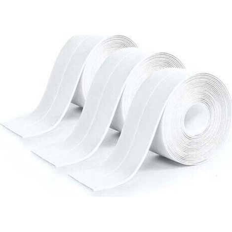 Rouleau de 3 pièces de mastic silicone blanc pour salle de bain, ruban adhésif blanc pour cuisine, étanche, convient pour (1/5)