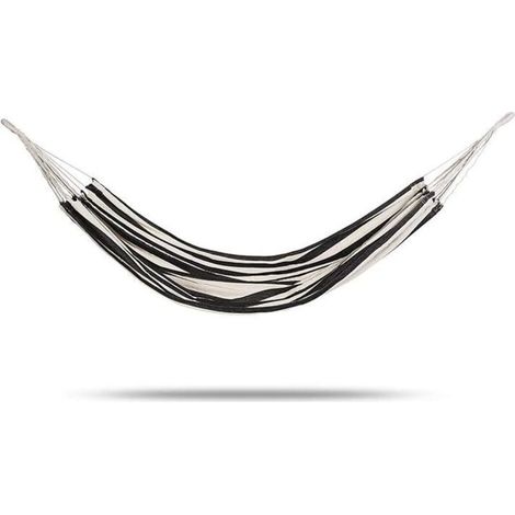 Amaca da giardino bianca e nera, amaca in tela, amaca a dondolo rinforzata, semplice amaca da campeggio casual con borsa in nylon (1/3)