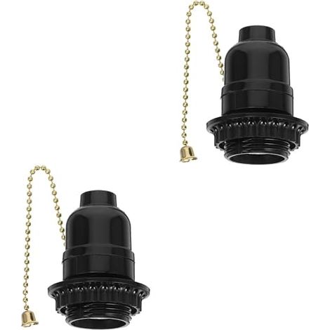 Douilles E27 avec Interrupteur à Tirette Bakélite Noire 7,2 cm Rénovation Rétro Lampadaire ou Lustre Installation Rapide Chambre Salon (1/5)