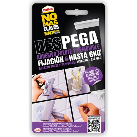 Pattex No More Nails Un-Stick, Kleber de Montage stark und einfach, wasserfest mit starker Klebekraft de Befestigung de bis zu 6 kg und hohe Anfangsklebrigkeit, klar, 44 g (Verpackung kann variieren)