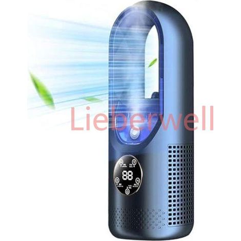 6 Speeds, Quiet Bladeless Tower Fan with LED Display, 8H Timer and 100 ml Water Tank Air Cooler, Portable for Home and Office (1/3)