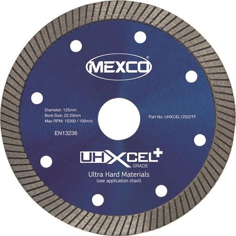 MEXCO UHXCEL12522TF UHXCEL+ Ultra Hard Plus Diamond Blade 125 x 22mm MEXUHXL125T (1/2)