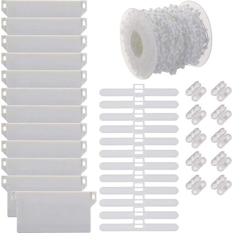 Kit de réparation pour store vertical avec chaîne de 10 m et connecteur en plastique, accessoires pour stores verticaux et crochets supérieurs 127 mm (1/4)