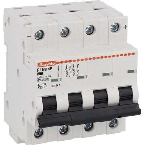 Interruttore magnetotermico per DC B50 5kA 4 moduli Lovato P1MD4PB50