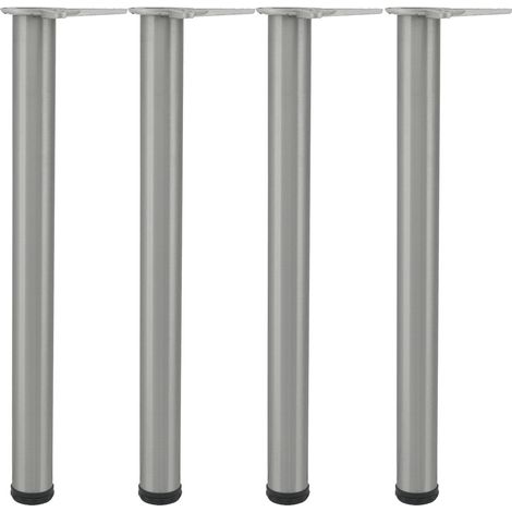 camar Tischfüße verstellbar 690-720mm rund ø 60mm, Metall Tischbeine höhenverstellbar, Edelstahl gebürstet 4 Stück (1/2)