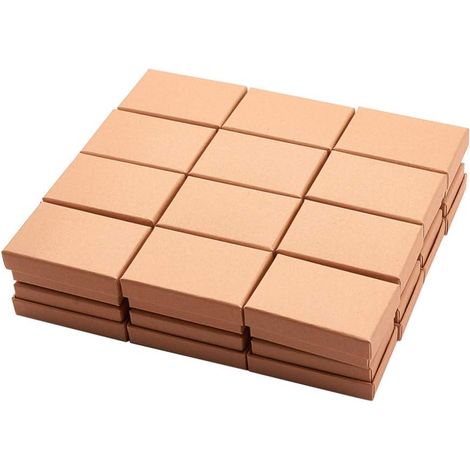 Lot de 24 boîtes à Bijoux en Papier Kraft rempli d'éponge à l'intérieur de Papier cartonné pour Cadeaux Bijoux bagues 8 x 5 x 2,5 cm (1/5)