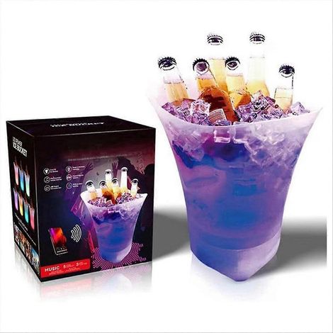 LED-Eiskübel mit Bluetooth-Lautsprecher, beleuchtetes Getränketablett für Partys, tragbarer Weinkühler für Veranstaltungen (1/5)