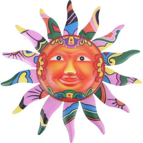 Décoration Murale Soleil en Fer, Ornement Coloré pour Chambre (1/5)