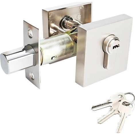 1 Pièces Serrure de Porte en Alliage de Zinc, Serrure à Cylindre Unique, Poignée de Porte Invisible, Serrure de Porte avec Serrure et Clé, Carré (1/5)