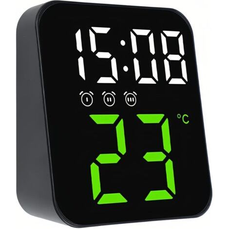 Ciel-Réveil électronique LED avec contrôle vocal de la température, 3 alarmes, 2 niveaux de luminosité, réglage de la date, mode nuit, répétition pour chambre à coucher, salon, bureau (1/5)
