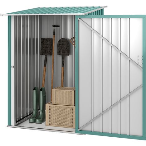 Abri de jardin métallique avec toiture, porte verrouillable pour extérieur, 100x103x160 cm, vert (1/5)