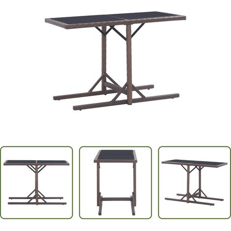 vidaXL Glasplatte - Gartentisch Braun 110×53×72 cm Glas und Poly Rattan (1/5)
