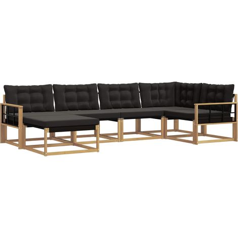 Ensemble de canapés d'extérieur 6 pc Blanc et noir vidaXL (1/5)