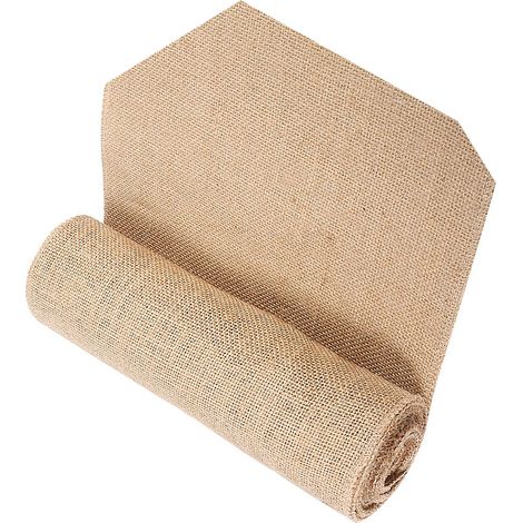 Chemin de table rustique en toile de jute naturelle, ruban de jute, pour la décoration intérieure, les mariages et les fêtes (30 x 500 cm).