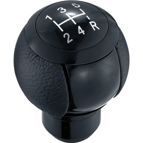 Perilla de cambio de marchas de cuero de 5 velocidades con cabeza esférica para coche de carreras, compatible con la mayoría de vehículos manuales, color negro (1/5)