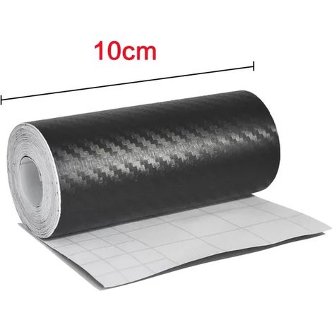 (Longueur 1 m - Largeur 10 cm) Film de protection autocollant 3D en fibre de carbone pour seuil de porte et pare-chocs - Anti-rayures et antidérapant - Vinyle adhésif protecteur pour voiture (1/5)