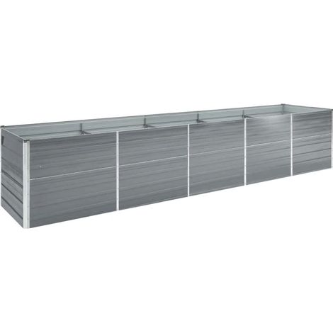 Garten-Hochbeet Verzinkter Stahl 400×80×77 cm Grau vidaXL (1/7)