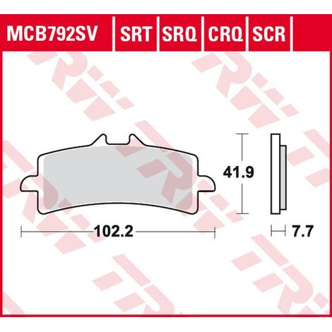 TRW ZF KH447 PLAQUETTES DE FREIN SINTER PISTE DUCATI V4 1000 PANIGALE '19-, MONSTER 1200 '16-, MULTISTRADA 1260 '18-, KTM DUKE 690 '13-'20, SUZUKI GSX-R 600/750 '11-'16, TRIUMPH DAYTONA 675 '11-'16, H