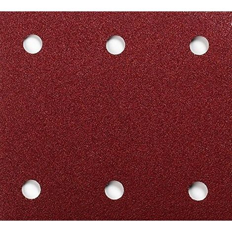 Makita – Lot de 10 feuilles abrasives velcro 114 x 102mm – Grain 100 – 6 trous – Pour ponceuses bois dur et teck (1/10)