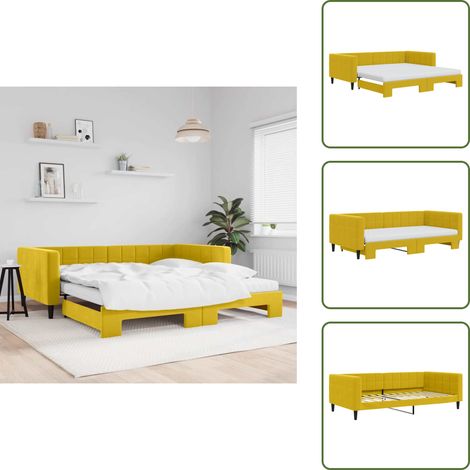 The Living Store Tagesbett Ausziehbar mit Matratzen Gelb 100x200 cm Samt - Schlafsofa (1/5)