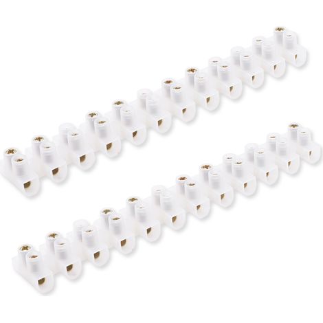 Terminal Block - 30 A - 12 Way - 400 V - Polyethylene Housing - Brass Inserts - For Electrical Wiring - 2 Pieces (1/5)