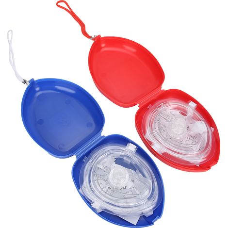 Dispositif de réanimation de poche avec valve unidirectionnelle pour respiration artificielle d'urgence et réanimation cardio-respiratoire (rouge/bleu) (1/5)