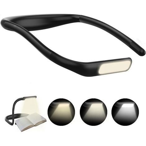 Rechargeable Neck Reading Lamp, Foldable LED Desk Lamp 1800mAh, Stepless Dimming & 3 Color Modes, 270° Rotation Adjustment, Ideal for Reading and Knitting A (1/5)