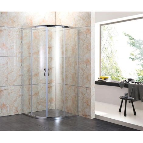 Box Doccia Semicircolare Vetro Trasparente Anticalcare Temperato 4 MM Apertura Angolare Doppio Scorrevole 80x80 (1/6)